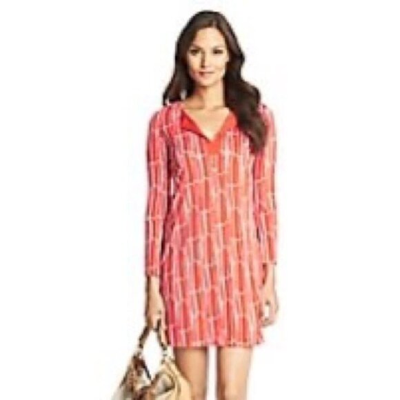 DVF Diane von Furstenberg New Reina Two tunic dress Bamboo Chile silk orange 4 - Picture 6 of 6